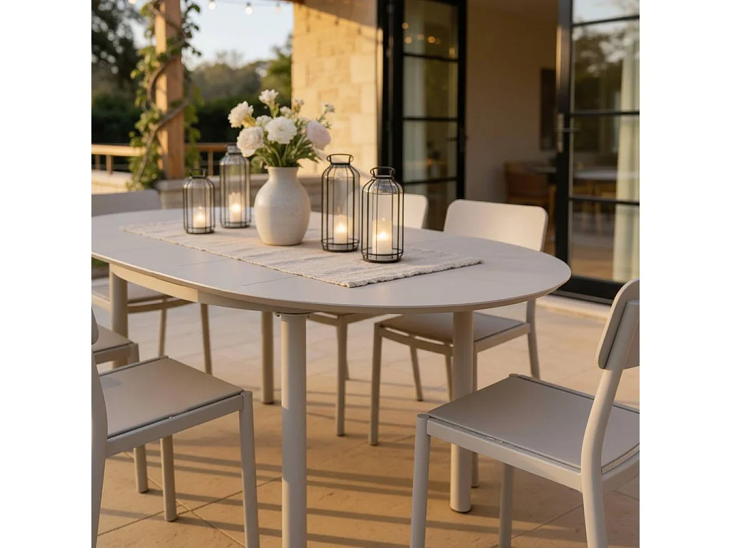 Table ronde en aluminium taupe Kaïa