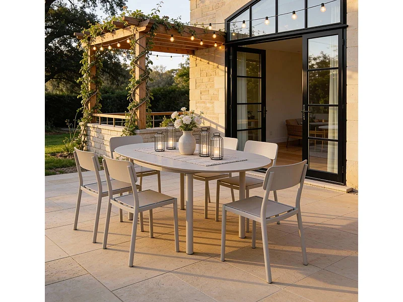 Table ronde en aluminium taupe Kaïa