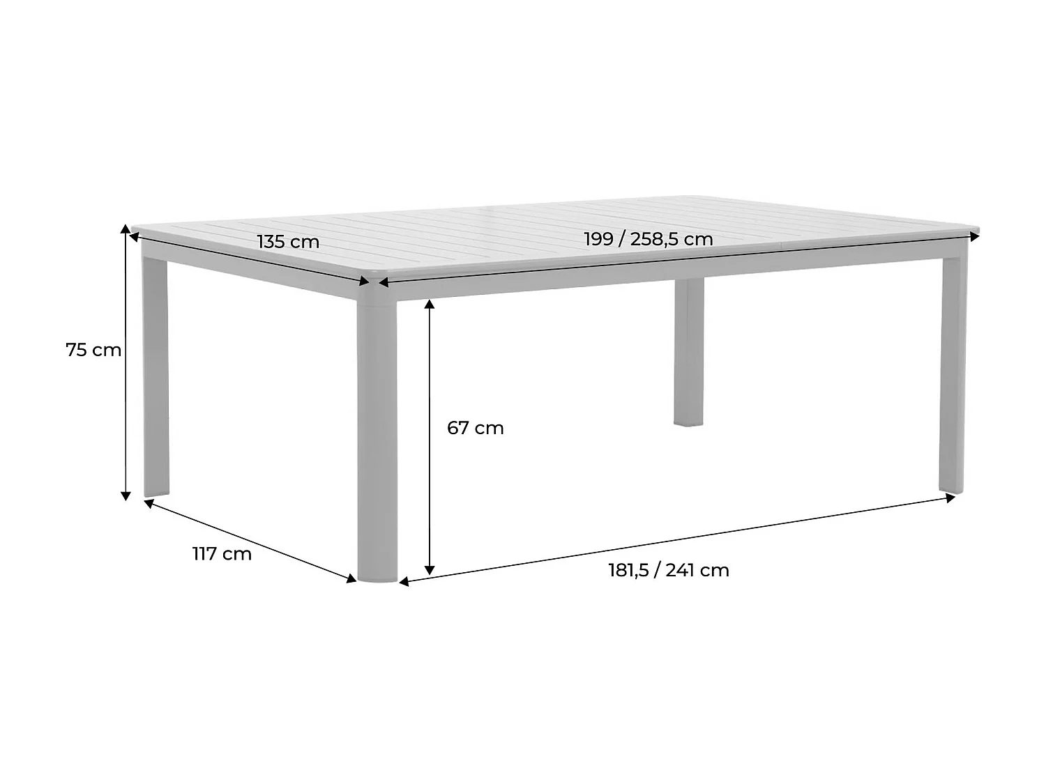 Tavolo da giardino allungabile in alluminio, 12 posti, beige