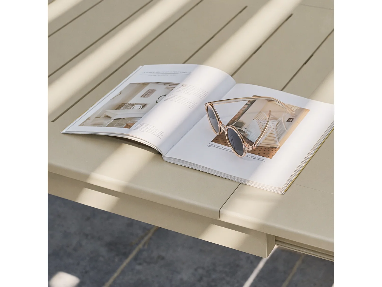 Tavolo da giardino allungabile in alluminio, 12 posti, beige