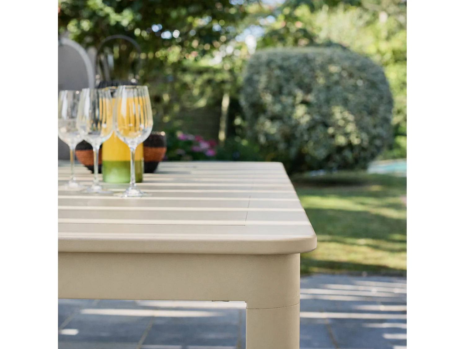 Tavolo da giardino allungabile in alluminio, 12 posti, beige