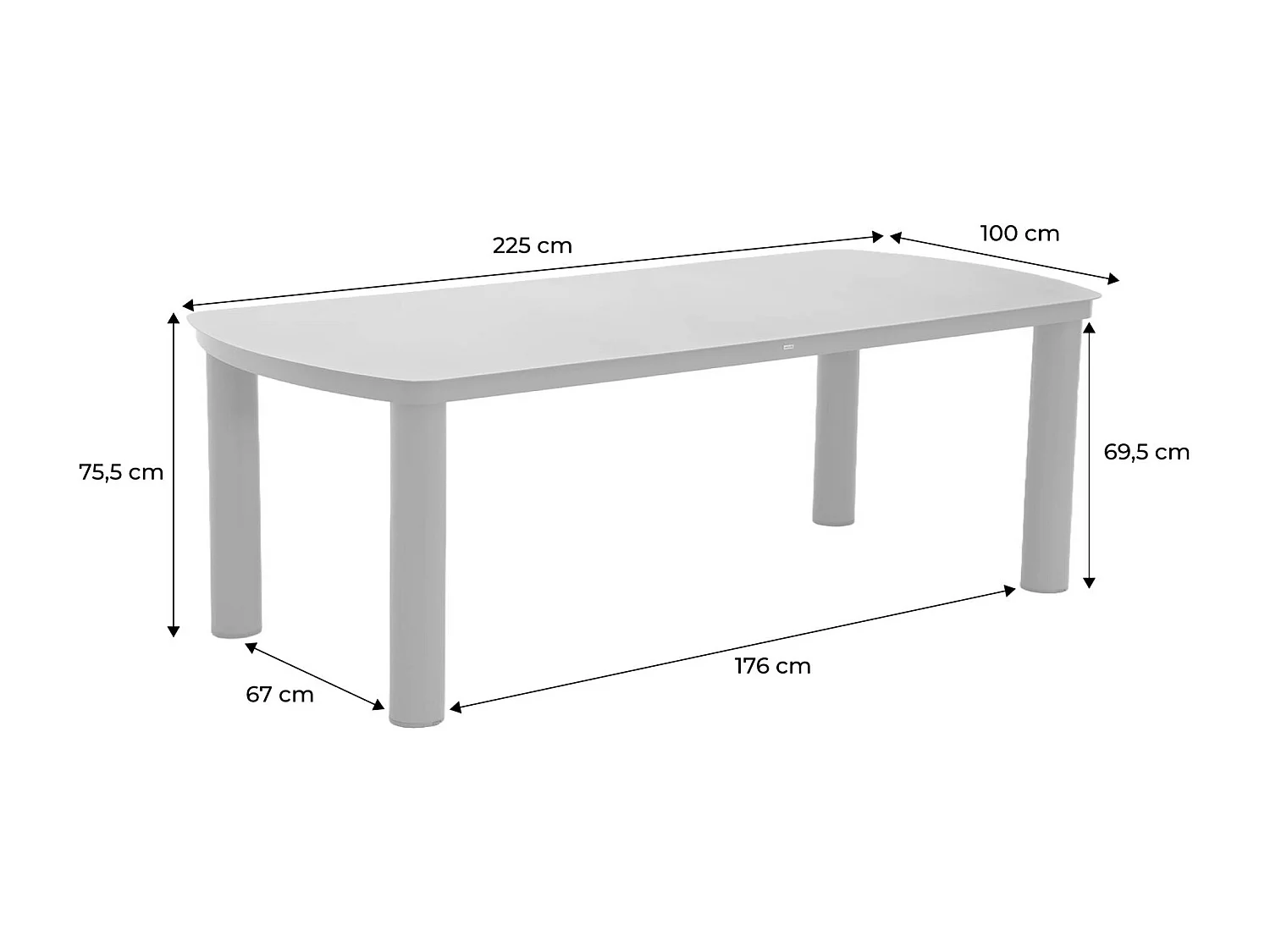 Table de jardin aluminium 10 places anthracite. 225 x 100 x 75.5 cm - Zaro