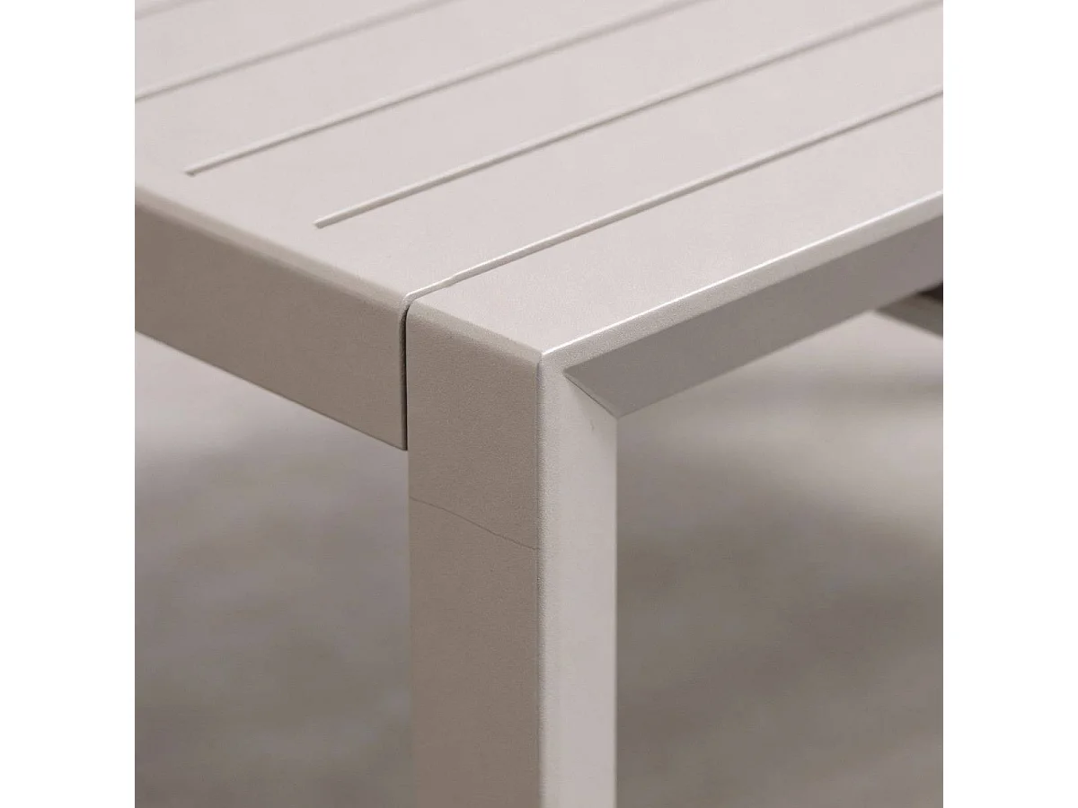 Table de jardin carrée en aluminium taupe foncé Kaïa