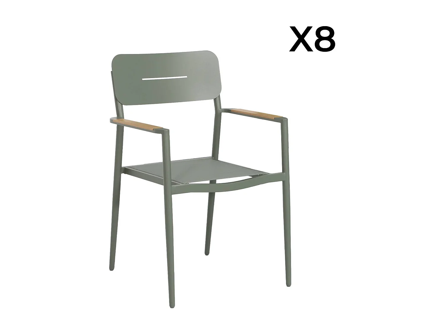 Table de jardin ovale extensible aluminium + 8 assises kaki - Metora / Fira