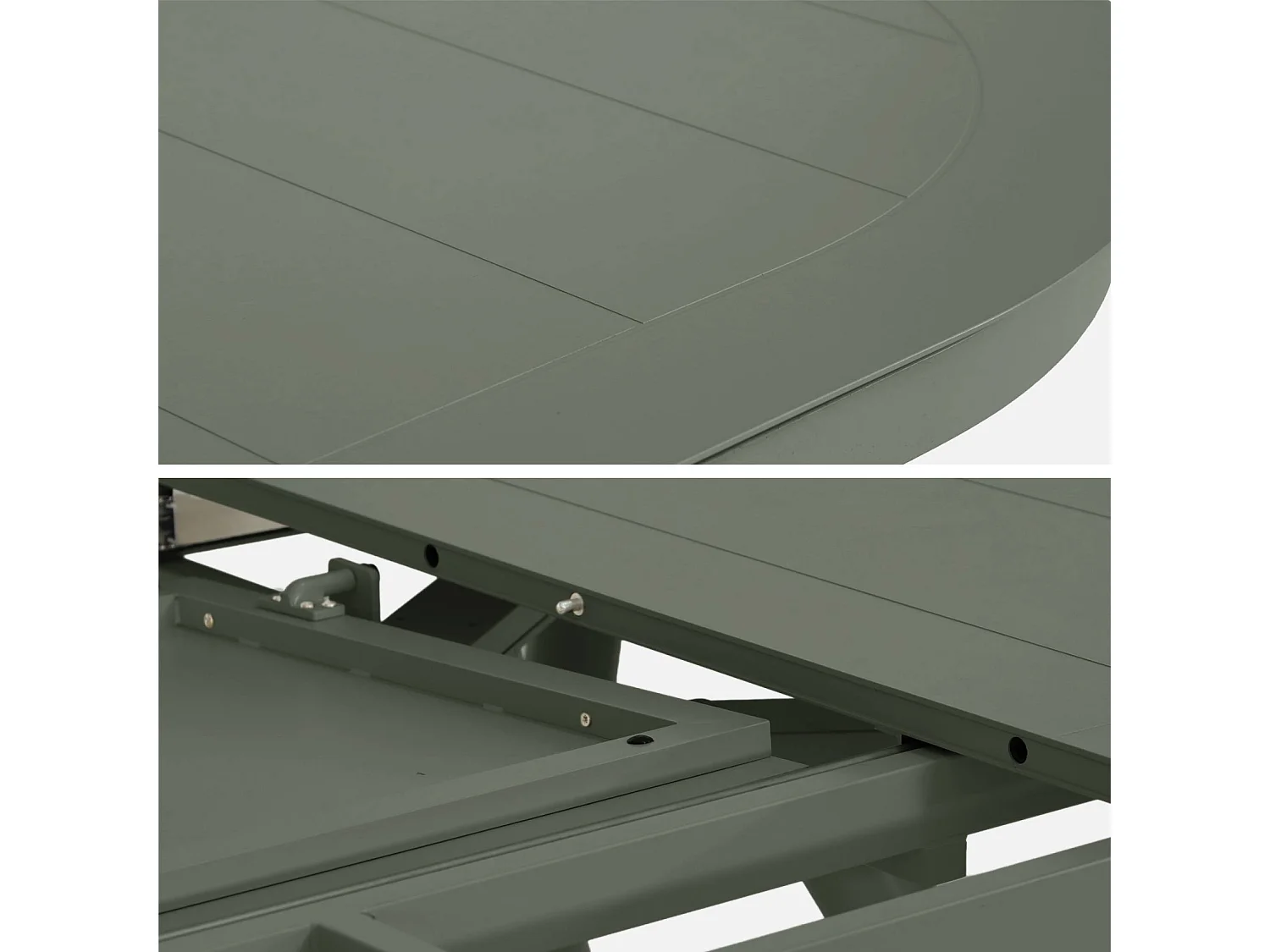 Table de jardin ovale extensible aluminium + 8 assises kaki - Metora / Fira