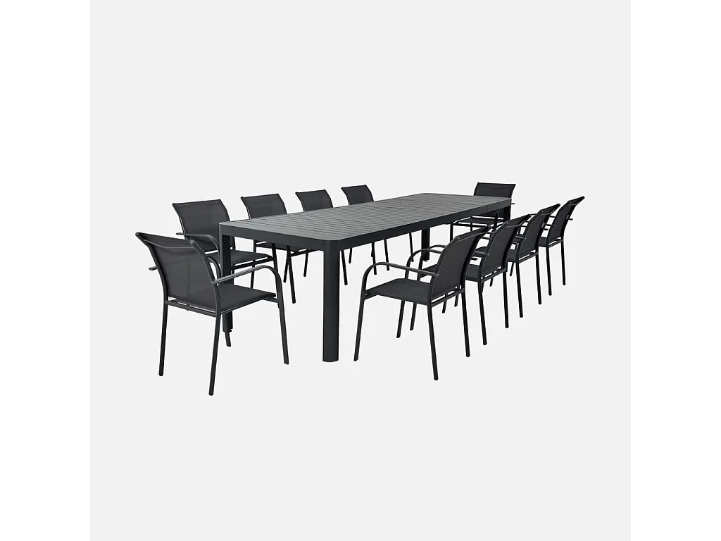 Table de jardin extensible aluminium 6-10 places anthracite - Lunea