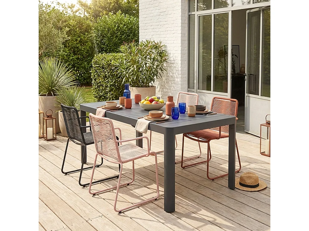 Table de jardin extensible aluminium 6-10 places anthracite - Lunea