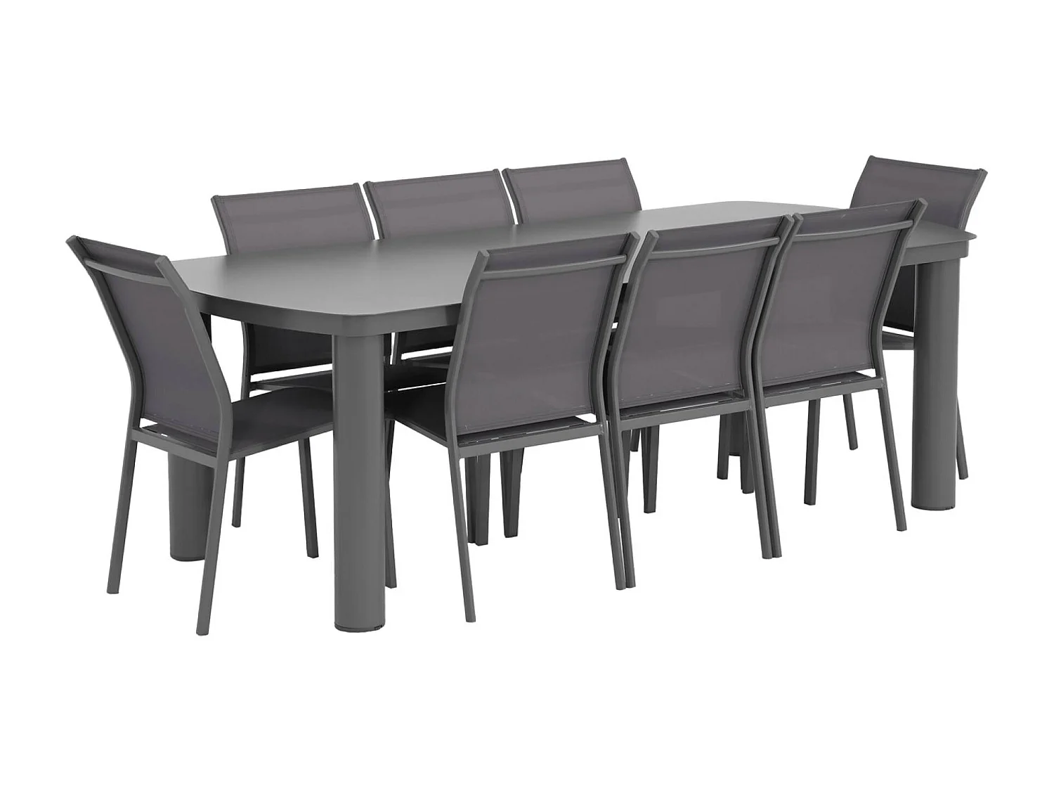 Table de jardin aluminium + 8 assises anthracite - Zaro / Buffalo