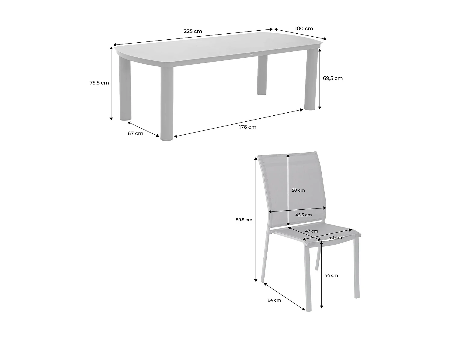Table de jardin aluminium + 8 assises anthracite - Zaro / Buffalo