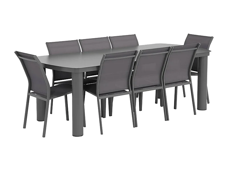 Table de jardin aluminium + 8 assises anthracite - Zaro / Buffalo