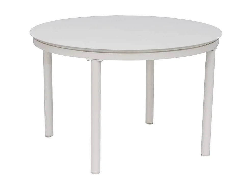 Table de jardin ronde en aluminium blanc cassé Kaïa
