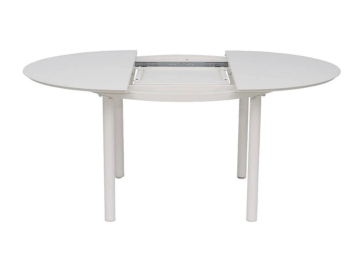 Table de jardin ronde en aluminium blanc cassé Kaïa