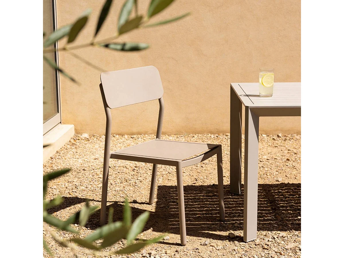 Chaise de jardin aluminium taupe Kaïa (lot de 2)