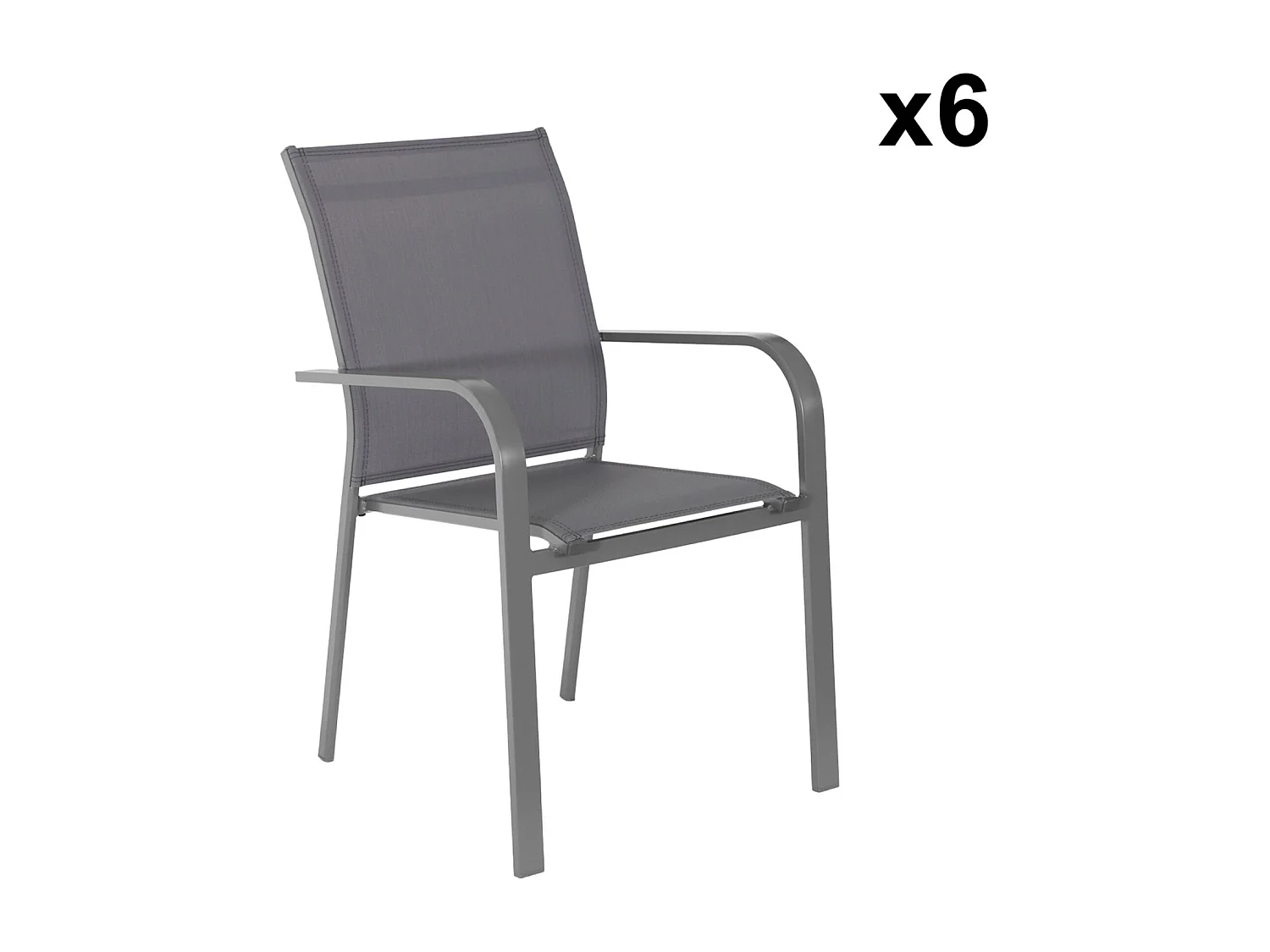 Table de jardin ronde aluminium + 6 assises anthracite - Oreva / Buffalo