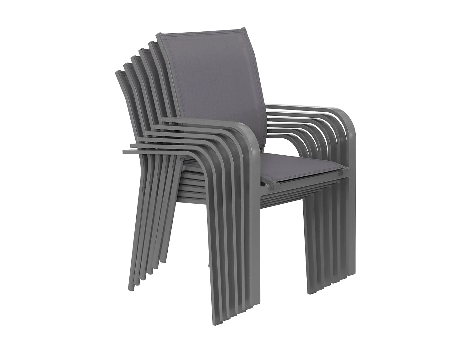 Table de jardin ronde aluminium + 6 assises anthracite - Oreva / Buffalo