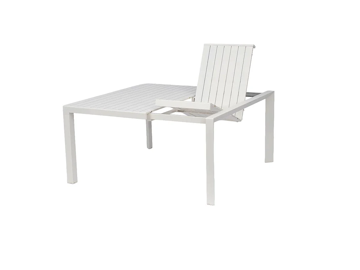 Mesa de jardín cuadrada de aluminio blanco roto Kaïa