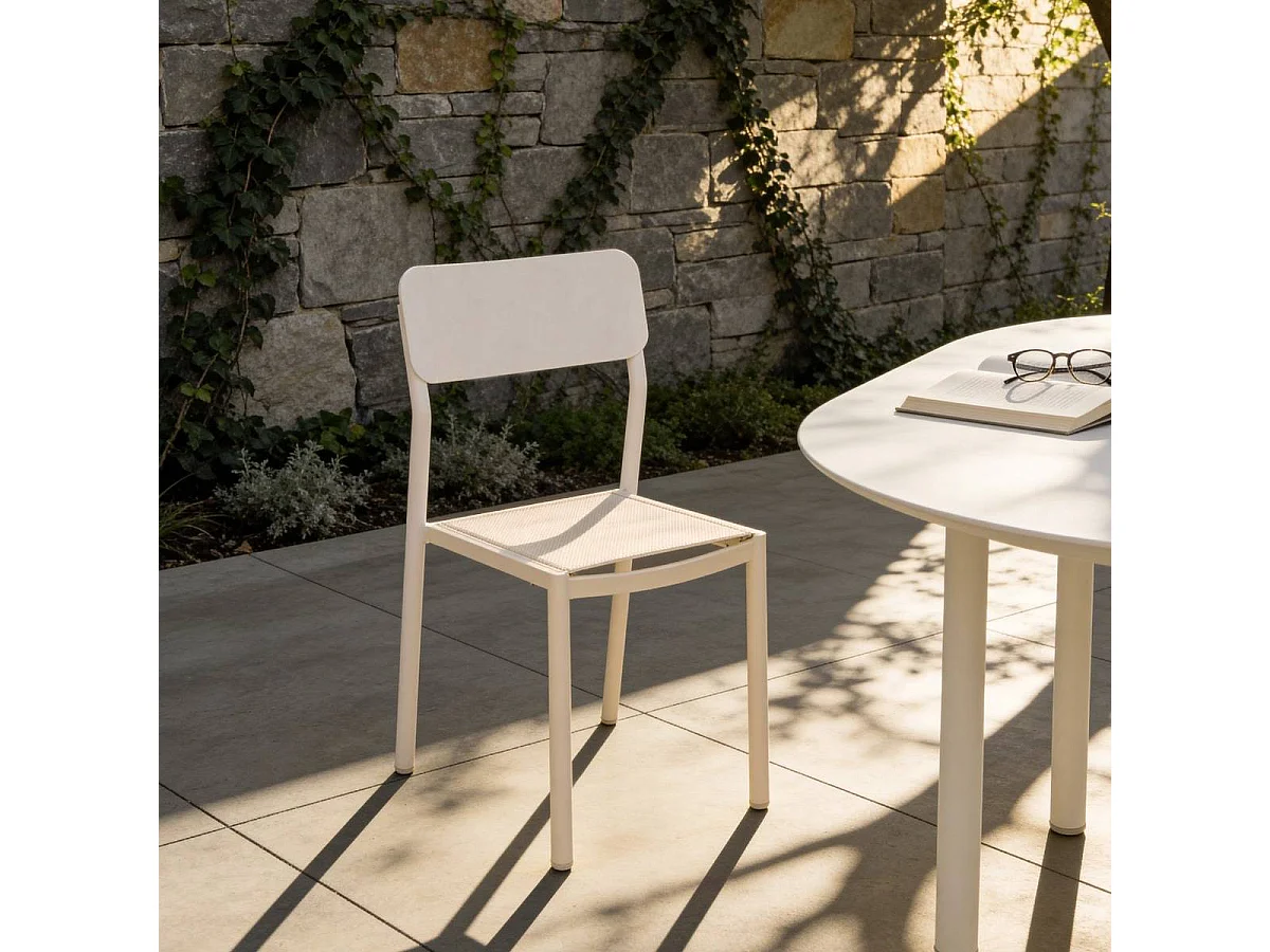 Chaise de jardin en aluminium blanc cassé Kaïa (lot de 2)