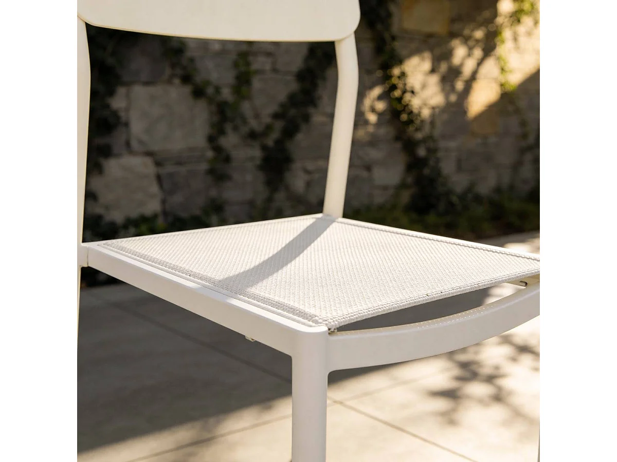 Chaise de jardin en aluminium blanc cassé Kaïa (lot de 2)