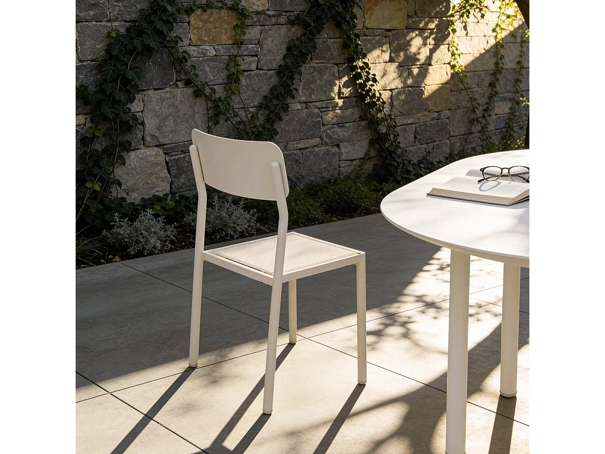 Chaise de jardin en aluminium blanc cassé Kaïa (lot de 2)