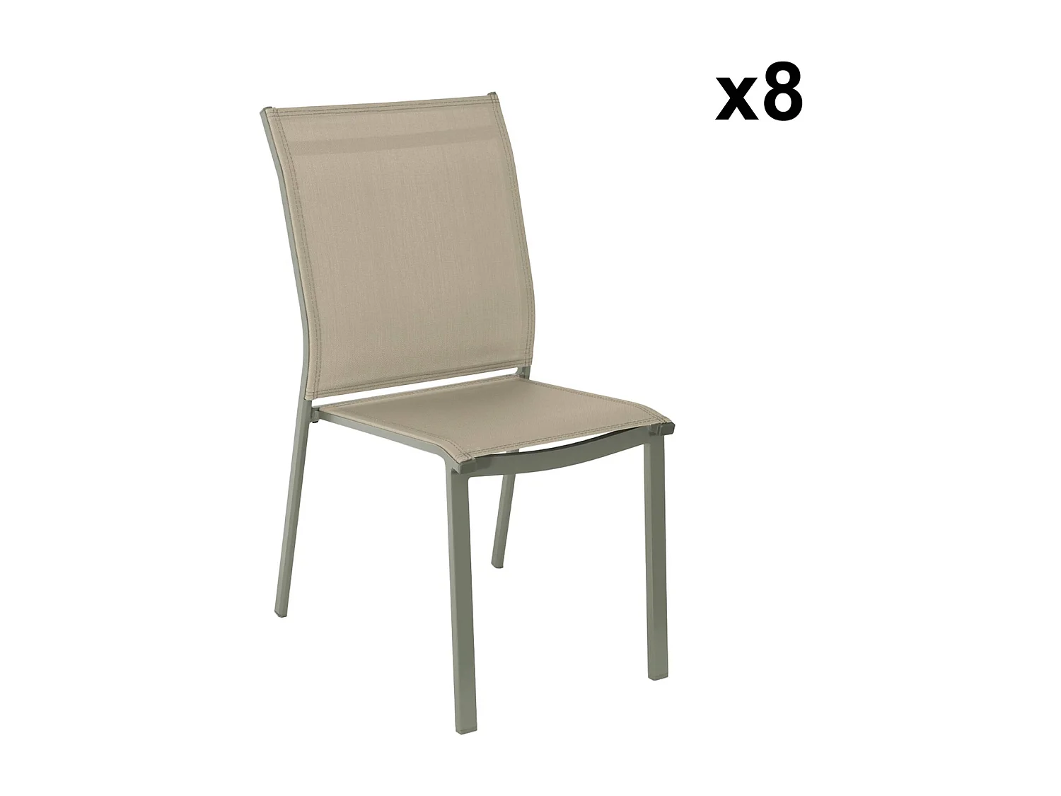 Table de jardin aluminium + 8 assises kaki - Zaro / Buffalo