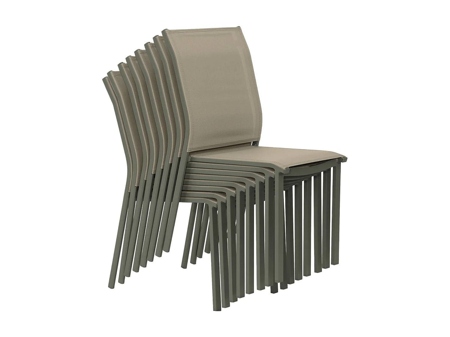 Table de jardin aluminium + 8 assises kaki - Zaro / Buffalo