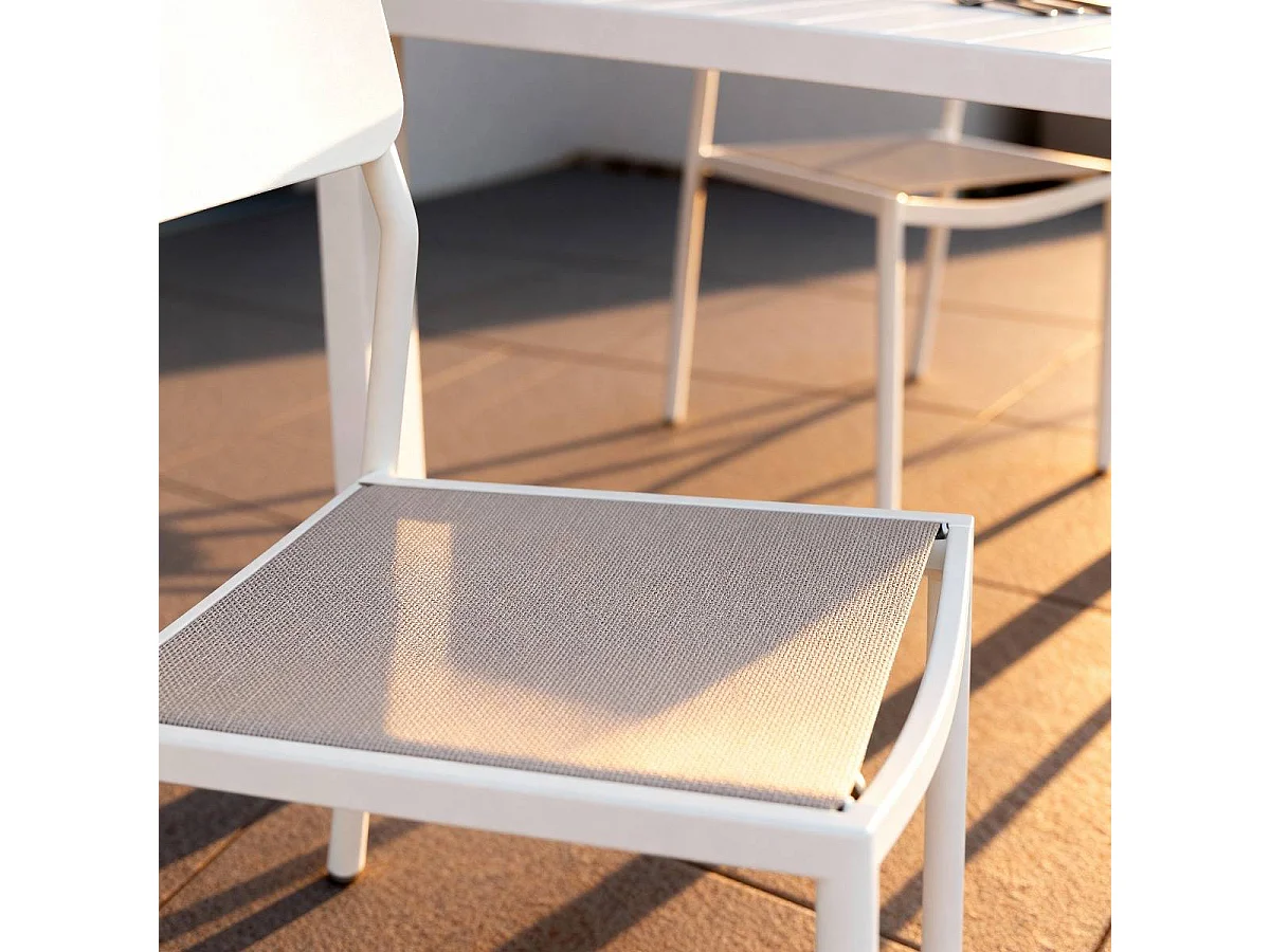 Chaise de jardin en aluminium blanc cassé et taupe Kaïa (lot de 2)