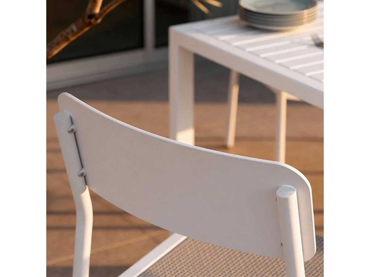 Chaise de jardin en aluminium blanc cassé et taupe Kaïa (lot de 2)