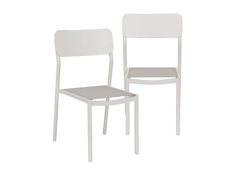Chaise de jardin en aluminium blanc cassé et taupe Kaïa (lot de 2)