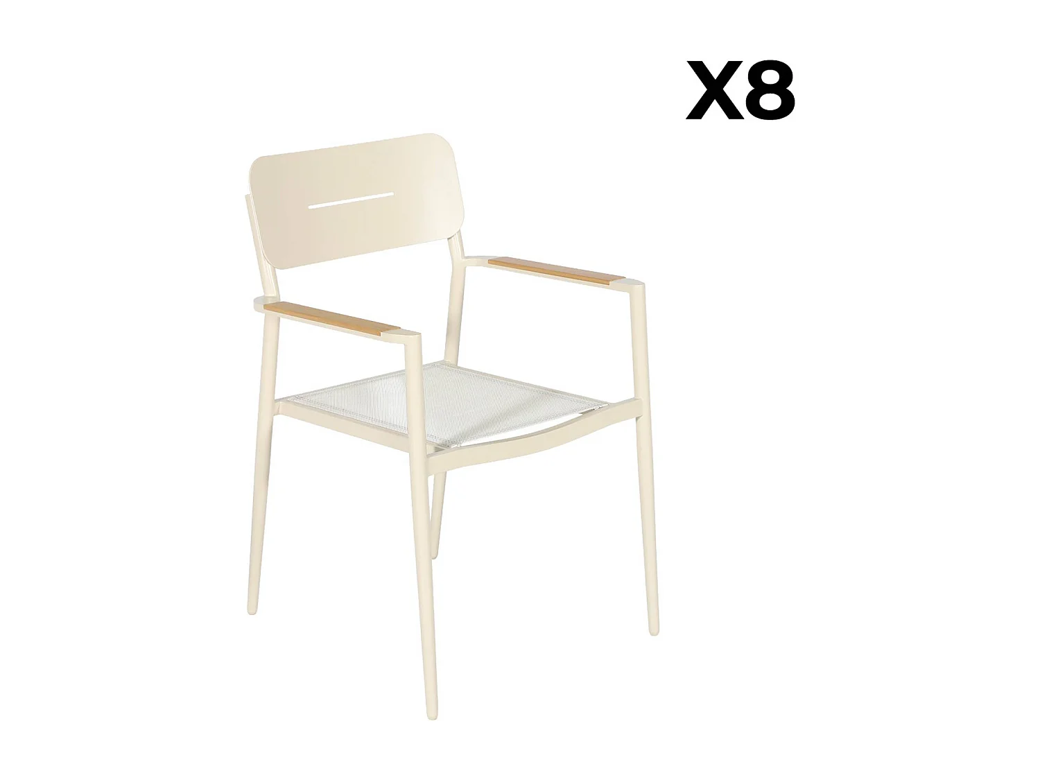 Table de jardin ovale extensible aluminium + 8 assises beige - Metora / Fira