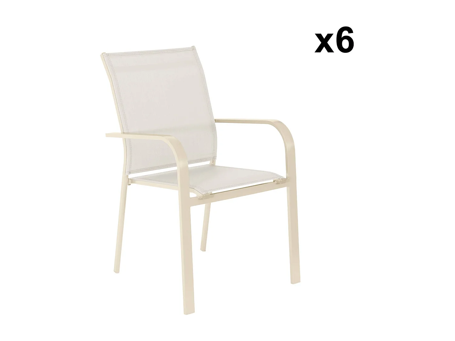 Table de jardin ronde aluminium + 6 assises beige - Oreva / Buffalo