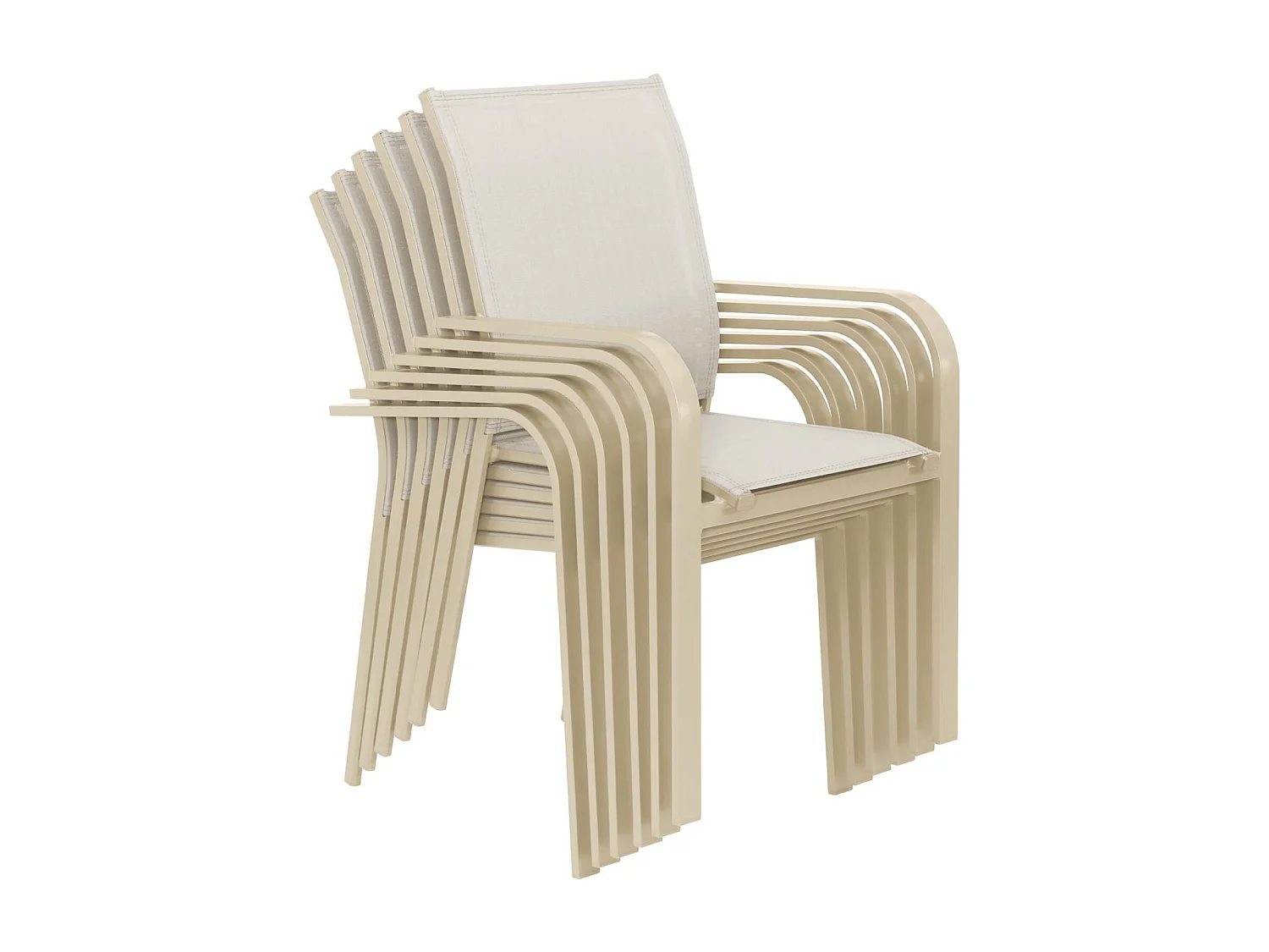 Table de jardin ronde aluminium + 6 assises beige - Oreva / Buffalo