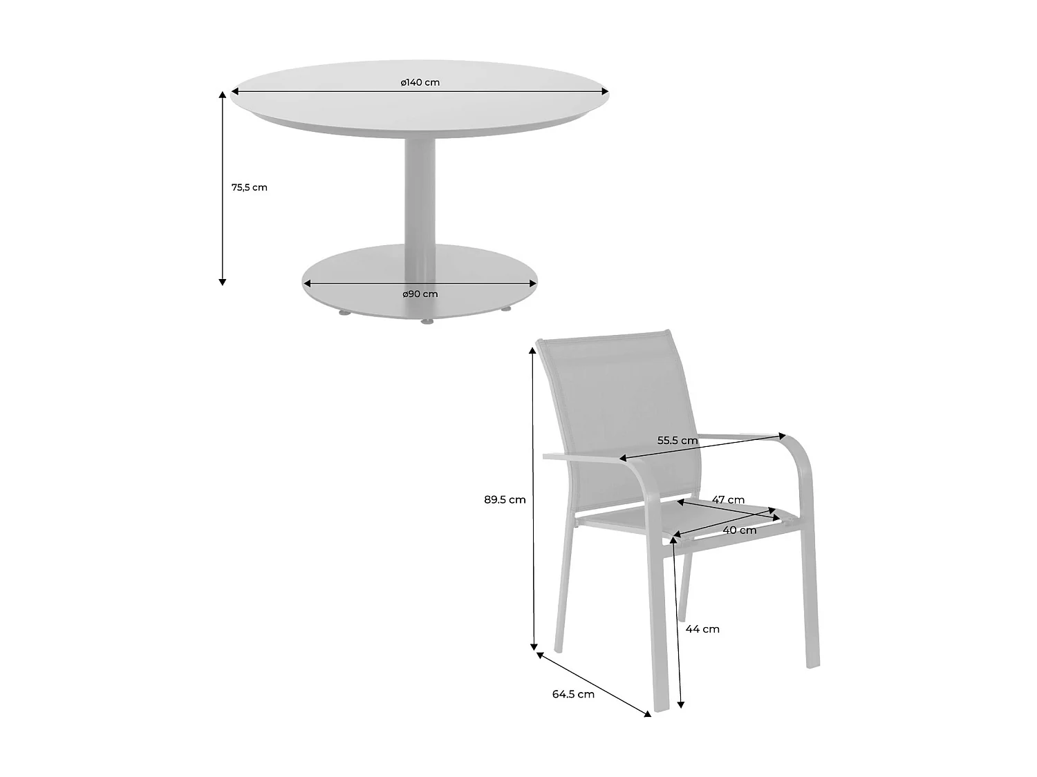 Table de jardin ronde aluminium + 6 assises kaki - Oreva / Buffalo