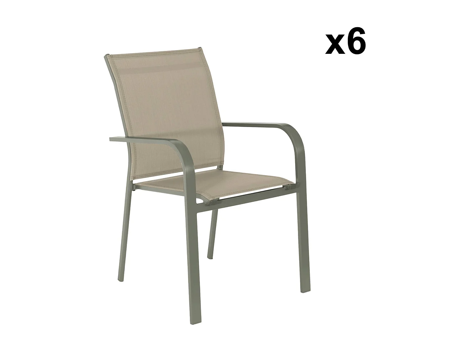 Table de jardin ronde aluminium + 6 assises kaki - Oreva / Buffalo