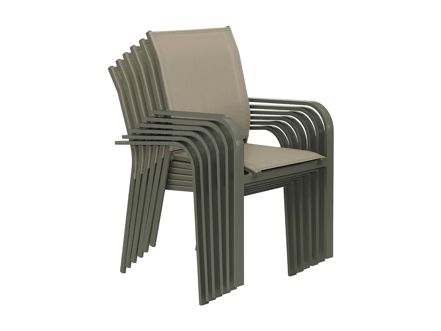 Table de jardin ronde aluminium + 6 assises kaki - Oreva / Buffalo