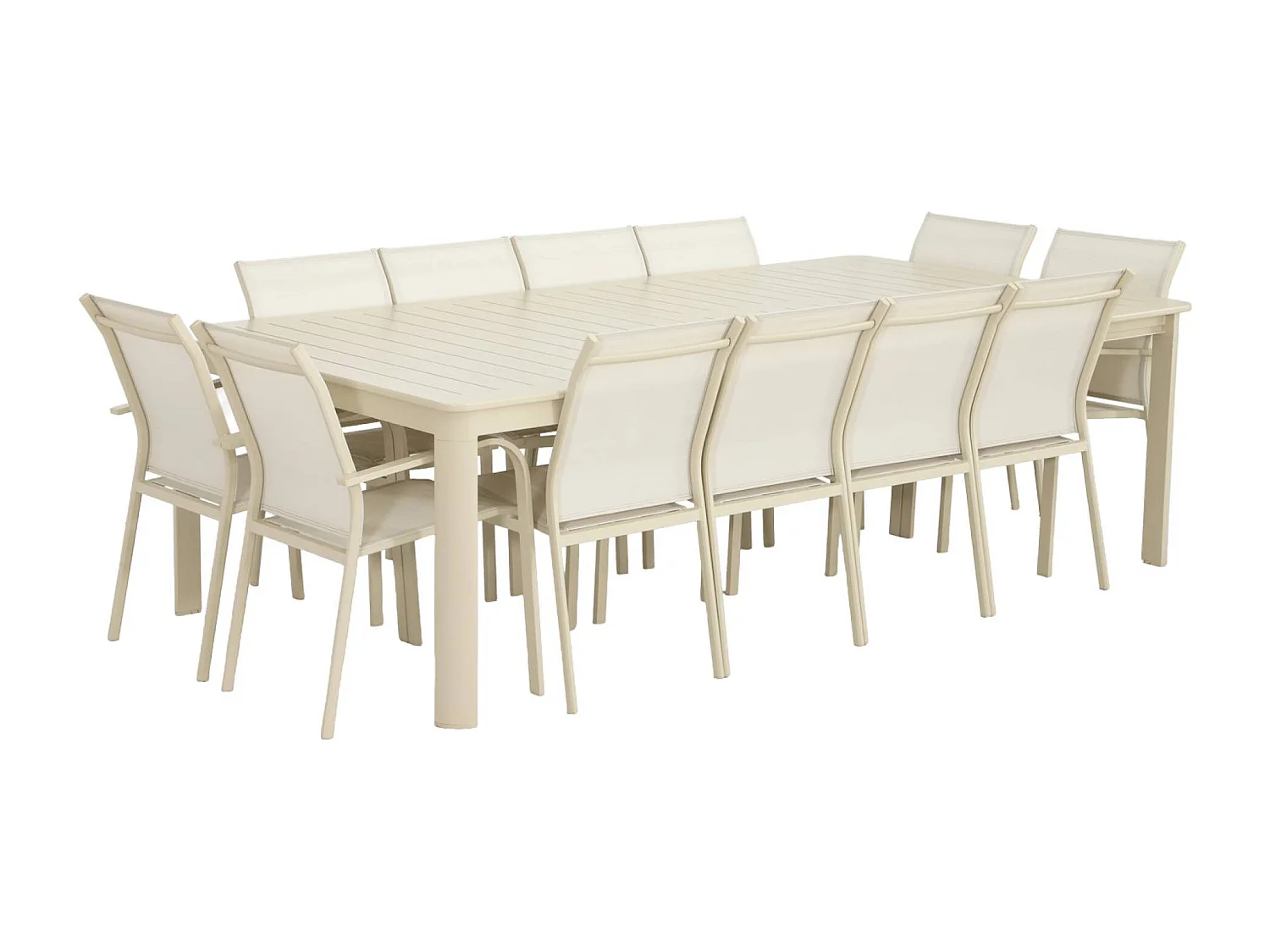 Table de jardin extensible aluminium + 12 assises beige - Karo / Buffalo