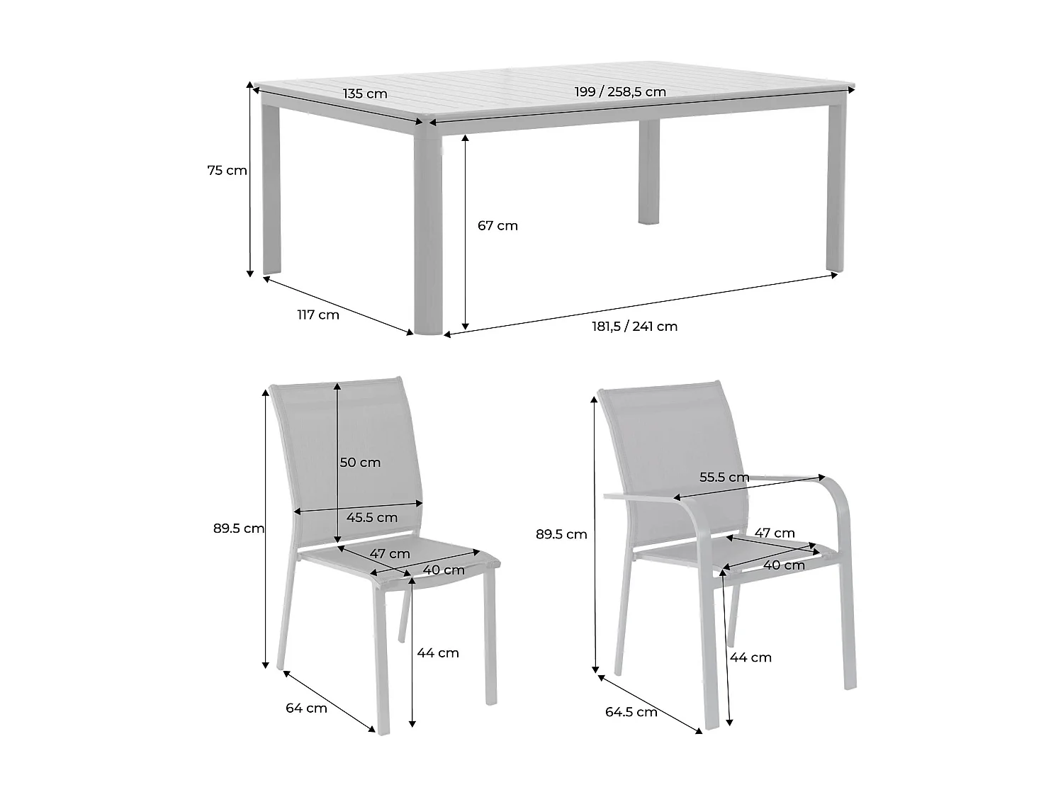 Table de jardin extensible aluminium + 12 assises kaki - Karo / Buffalo
