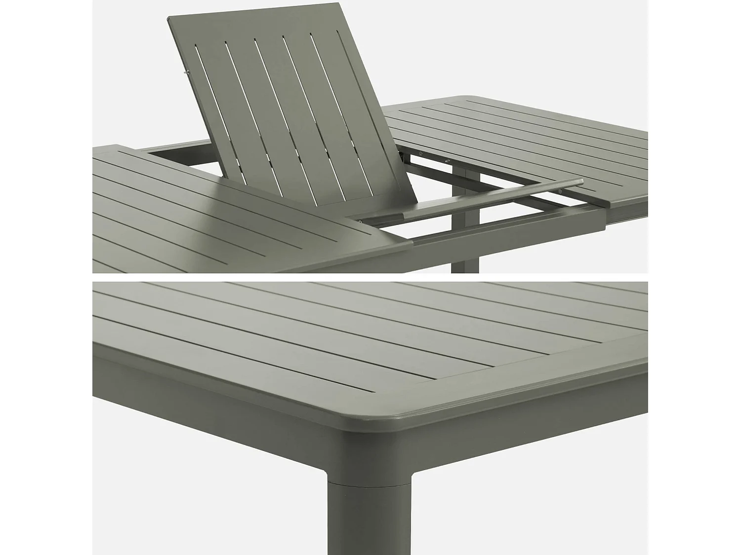 Table de jardin extensible aluminium + 12 assises kaki - Karo / Buffalo