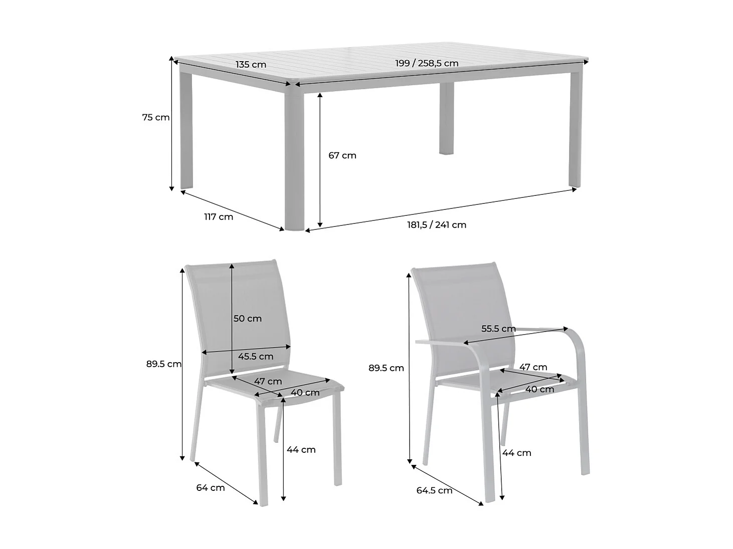 Table de jardin extensible aluminium + 12 assises kaki - Karo / Buffalo