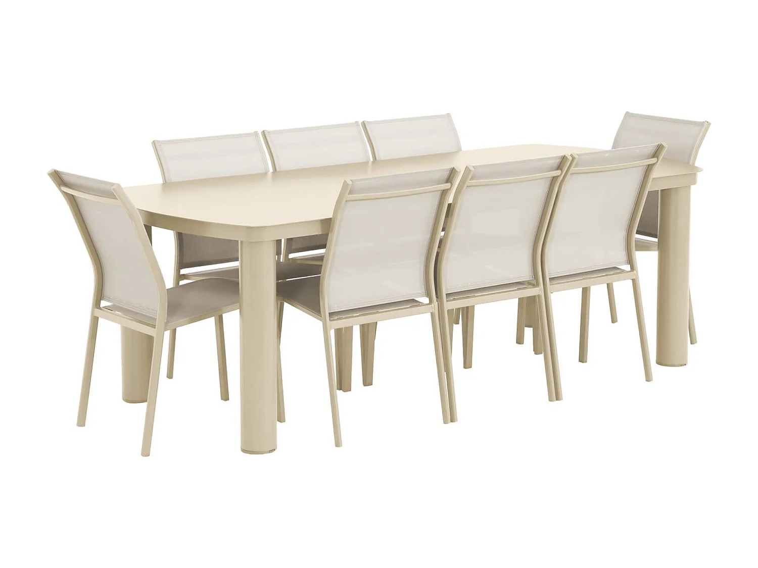Table de jardin aluminium + 8 assises beige - Zaro / Buffalo