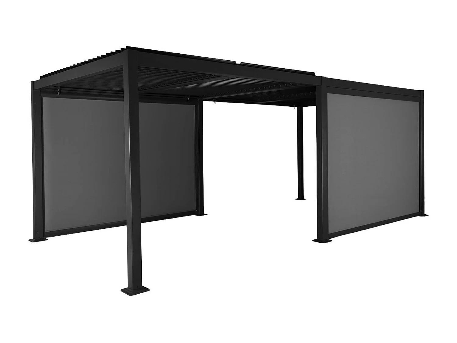 Pergola bioclimatica 3x6m + 2 tende 3m, nero