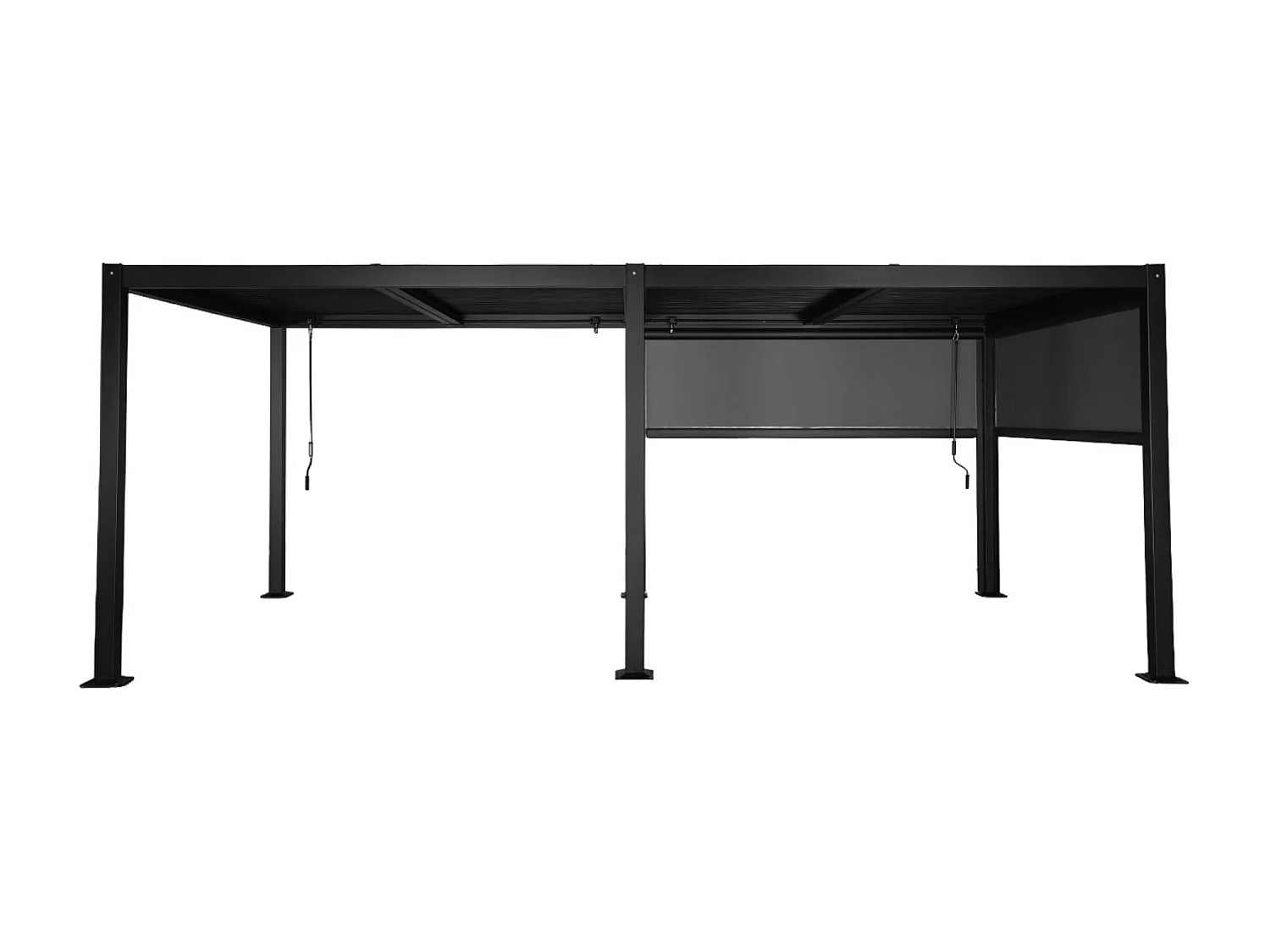 Pergola bioclimatica 3x6m + 2 tende 3m, nero