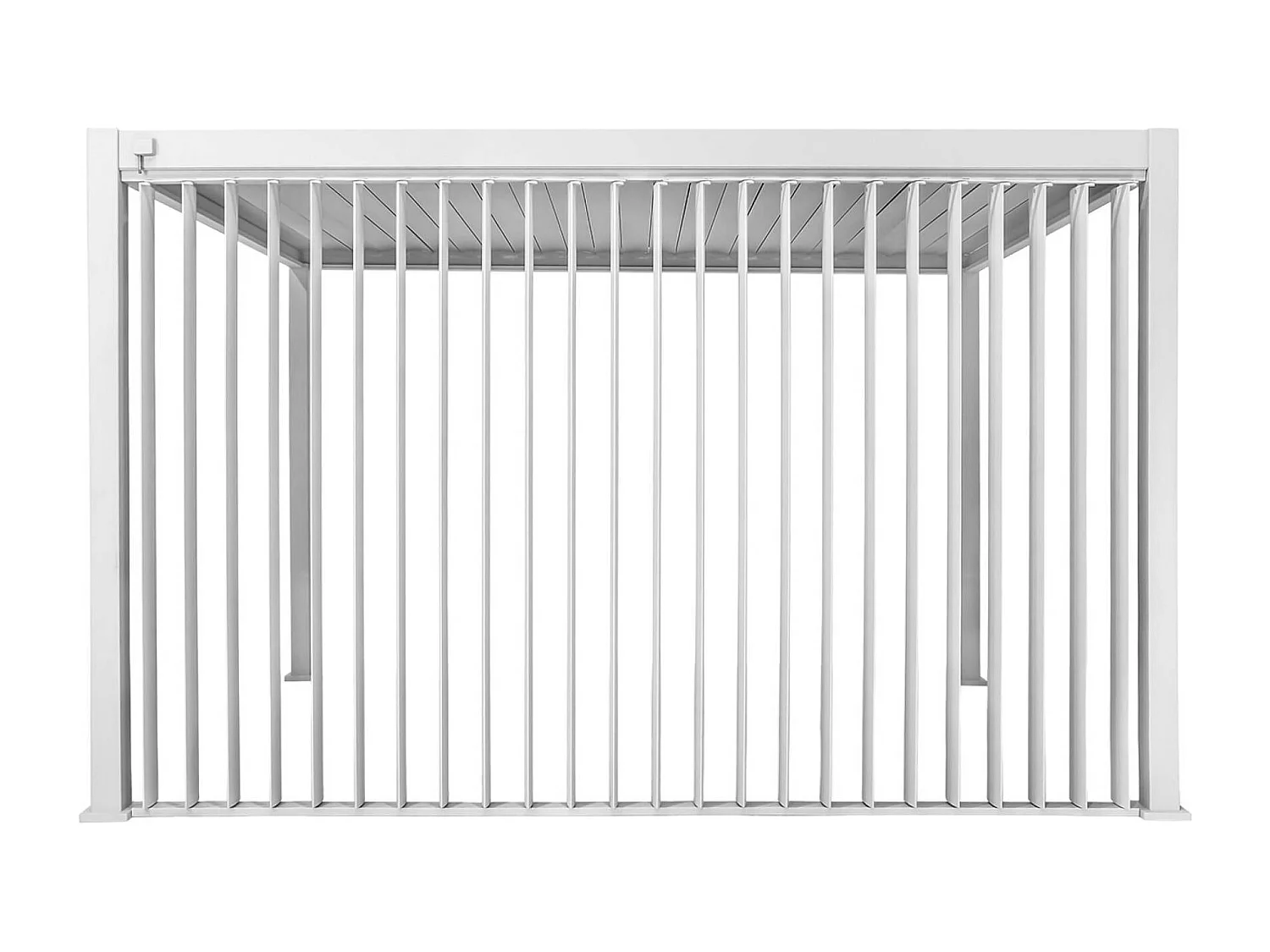 Pergola bioclimatica 3x4m in alluminio + pannello verticale 4m, bianco