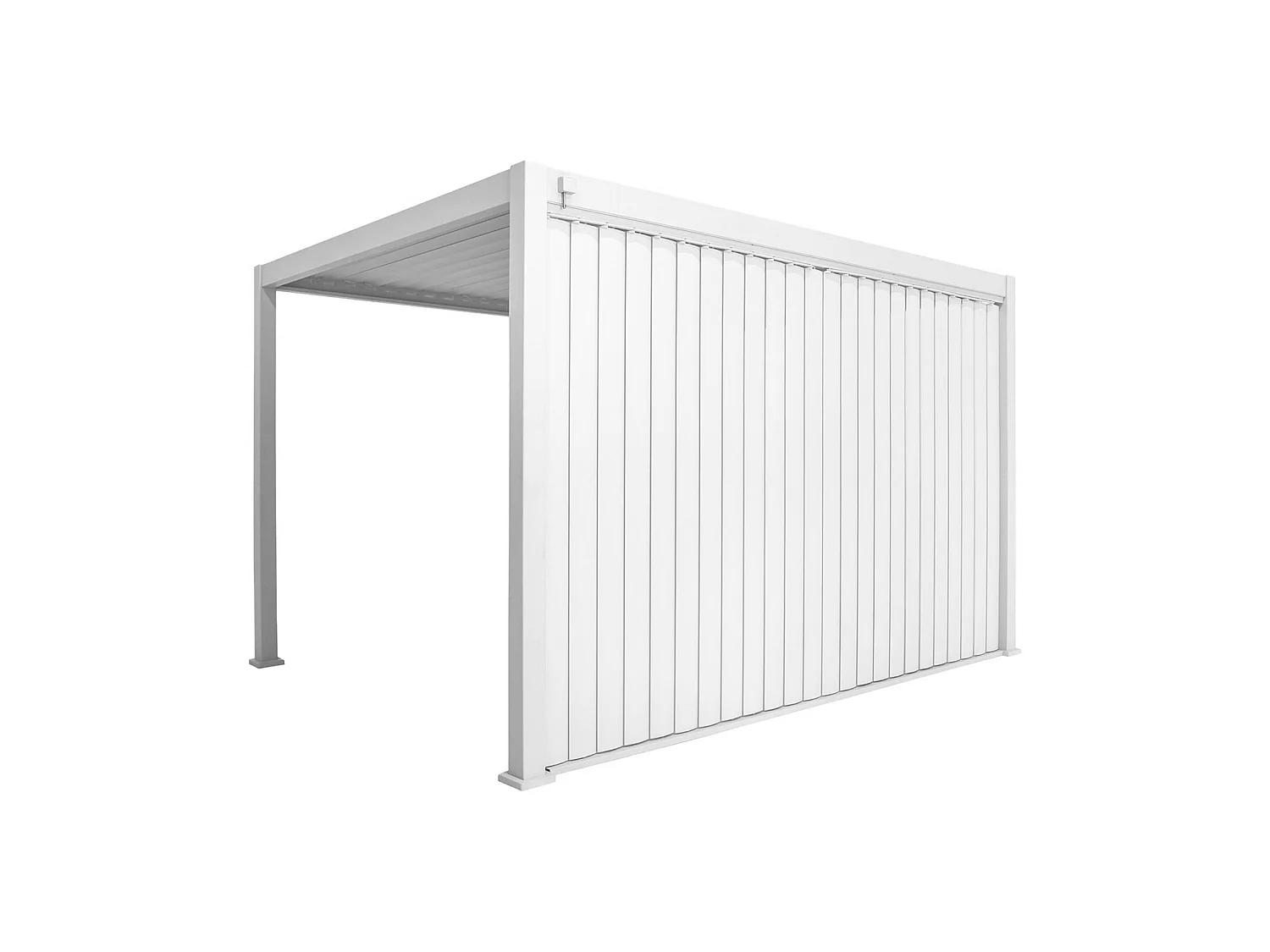 Pergola bioclimatica 3x4m in alluminio + pannello verticale 4m, bianco