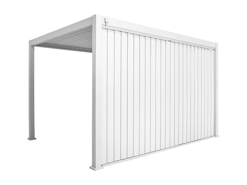Pergola bioclimatica 3x4m in alluminio + pannello verticale 4m, bianco