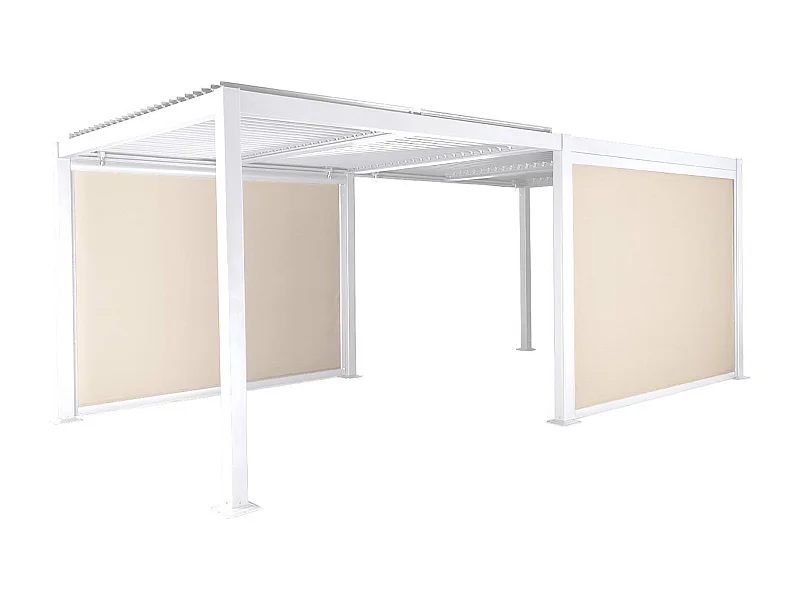 Pergola bioclimatica 3x6m + 2 tende 3m, bianco