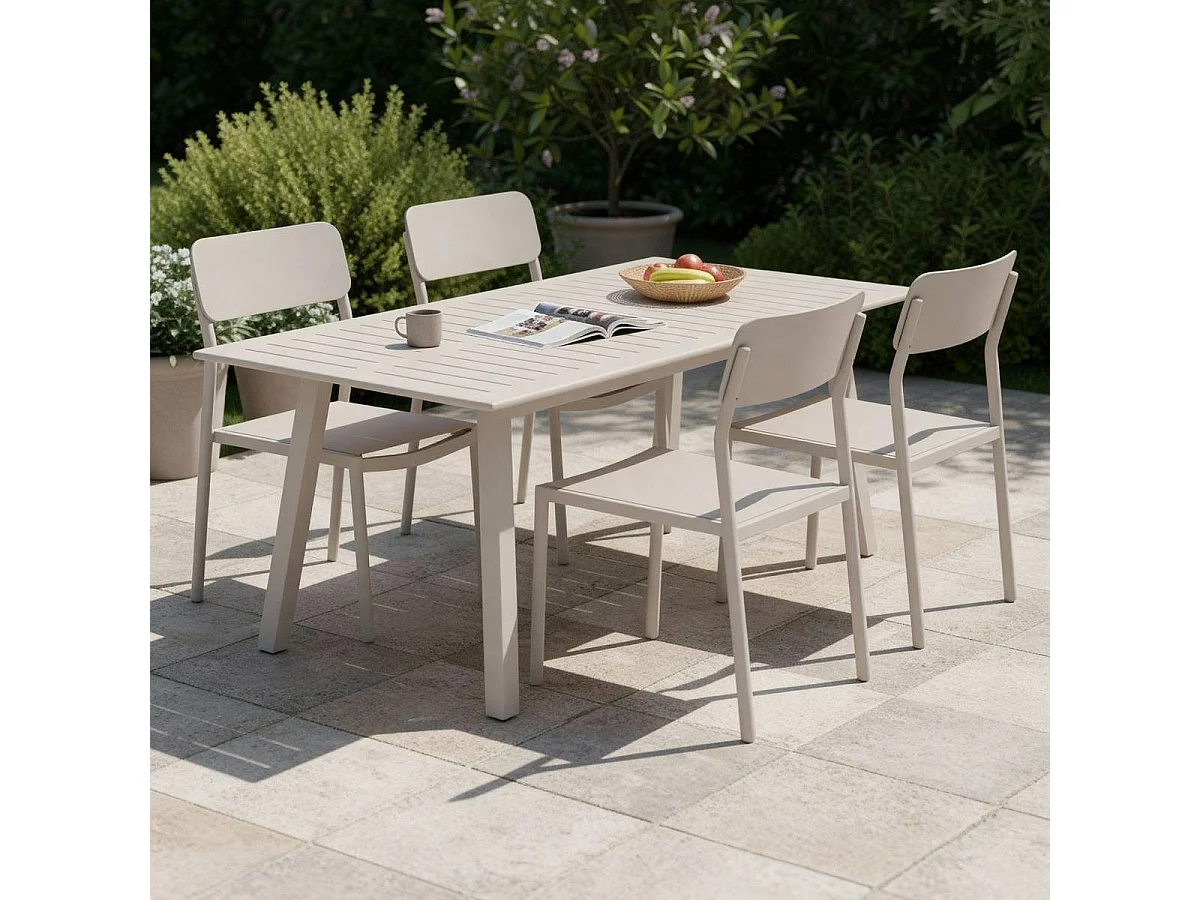 Table de jardin carrée en aluminium taupe Kaïa