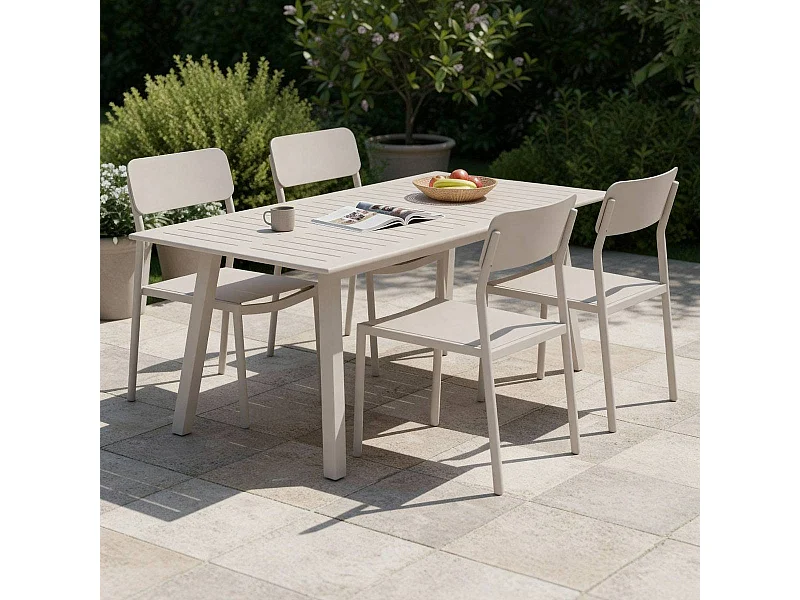 Table de jardin carrée en aluminium taupe Kaïa