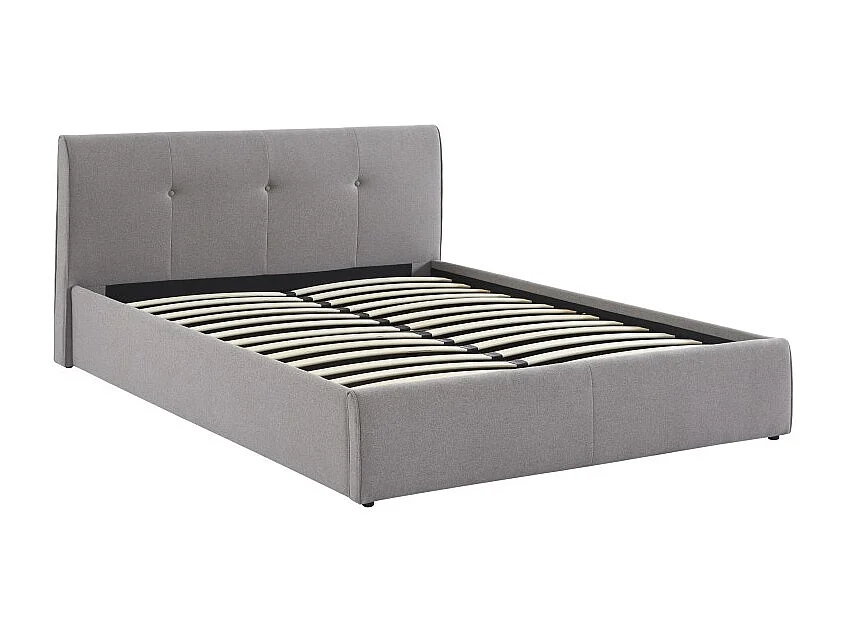 Lit coffre SEGURO tissu gris chiné 160x200 sommier inclu