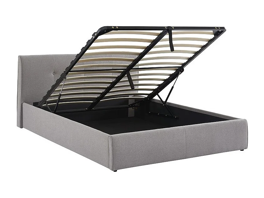 Lit coffre SEGURO tissu gris chiné 160x200 sommier inclus