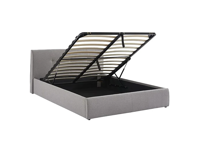 Lit coffre SEGURO tissu gris chiné 160x200 sommier inclus